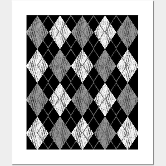 Grey Argyle Sweater Pattern Wall Art by Muzehack
